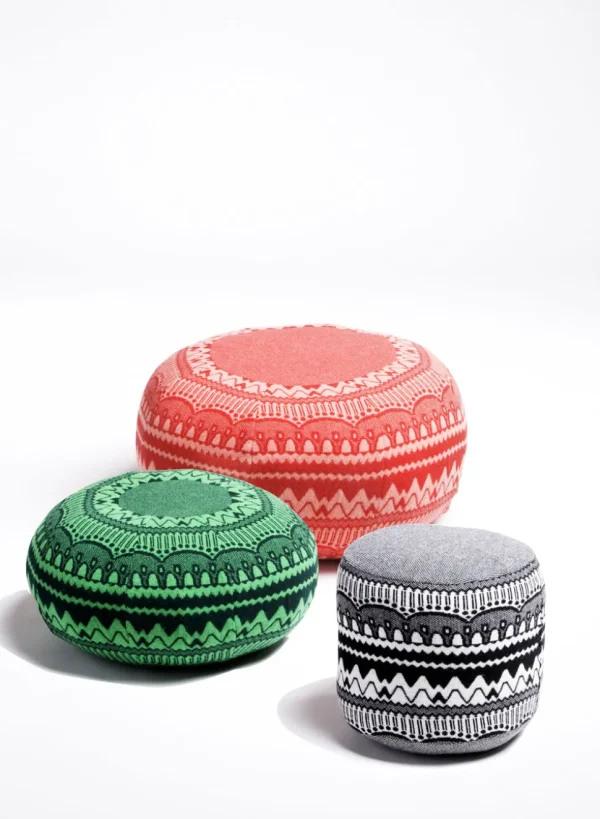 Floor Cushions>Donna Wilson Frank Pouffe in ZigZag - Red