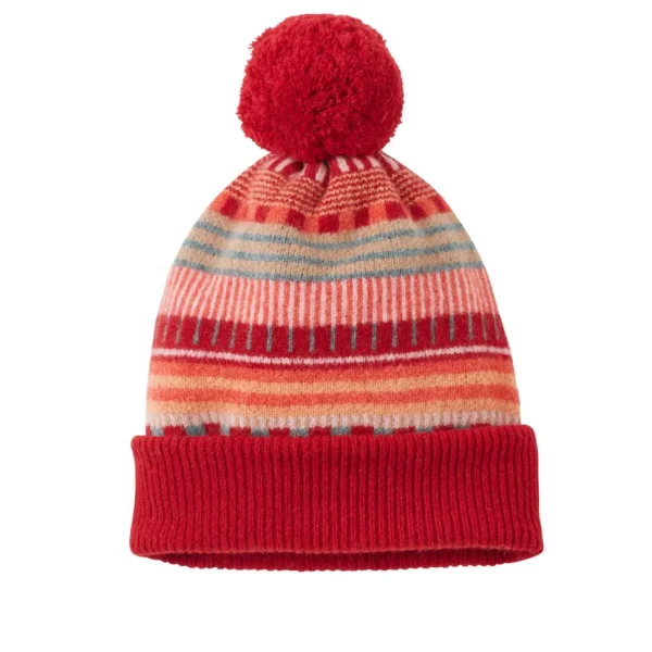 Hats + Arm Warmers>Donna Wilson Static Stripe Beanie Hat- Dubonnet