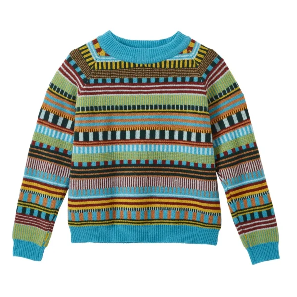 Lambswool Jumpers>Donna Wilson Static Stripe Jumper - Turquoise