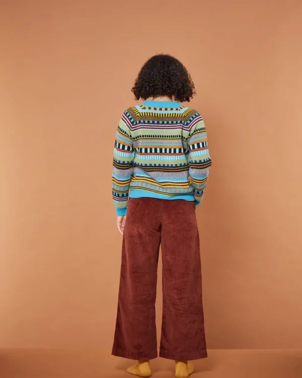 Lambswool Jumpers>Donna Wilson Static Stripe Jumper - Turquoise